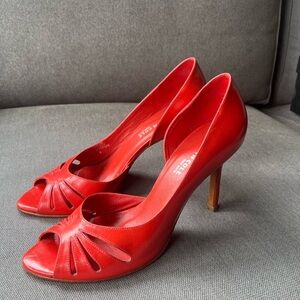 Kenneth Cole Red/ Orange Leather Heel Pumps